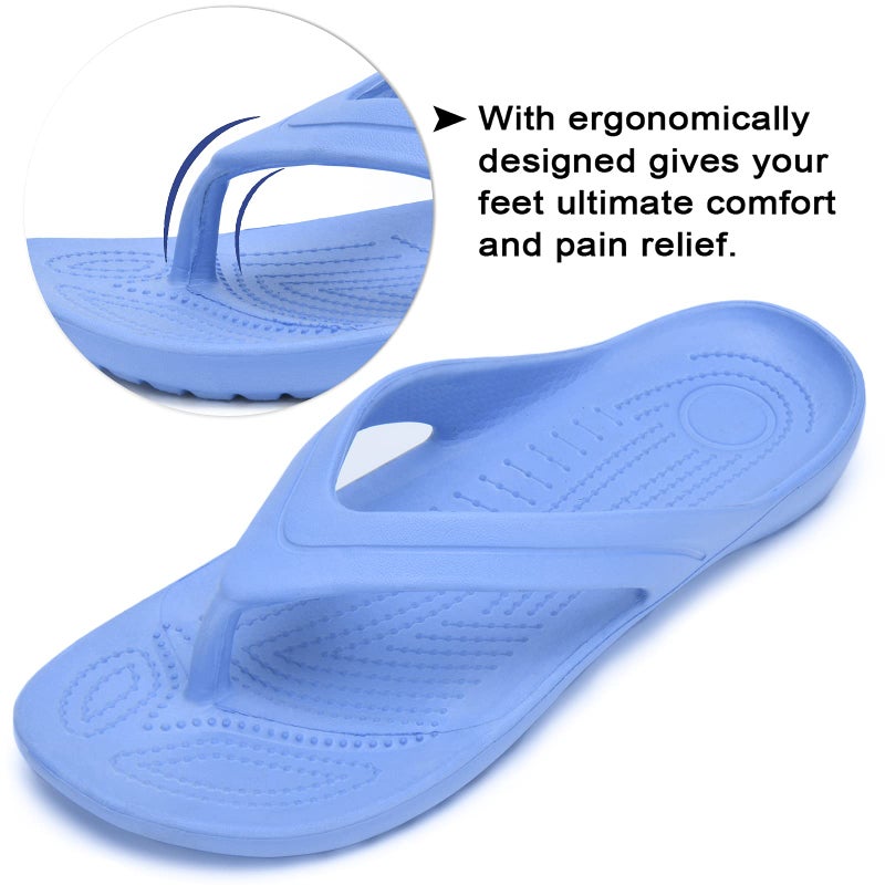 Temi Women's Flip Flops,Soft Lightweight Sandals for Women Anti Slip Casual Slippers Shower Beach Pool Bathroom Flat Slides Shoes - Image 3